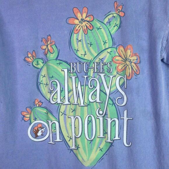 Buc-Ee’s Beaver bucees Texas gas Cactus T Shirt Blue Small - Picture 5 of 5